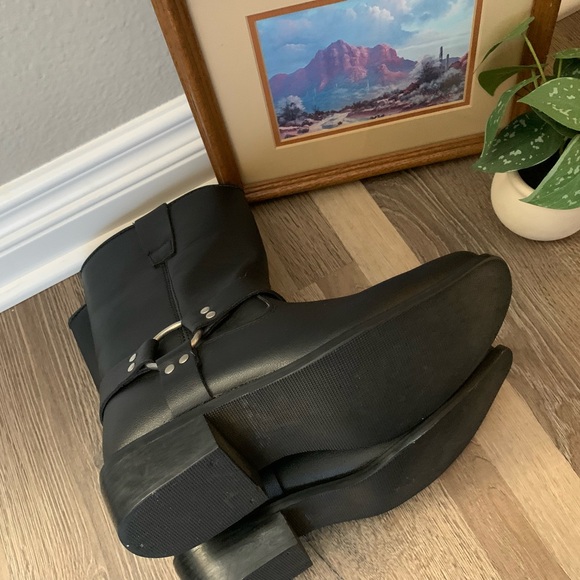 Motorcycle Work Leather black square toe boots - Picture 7 of 8